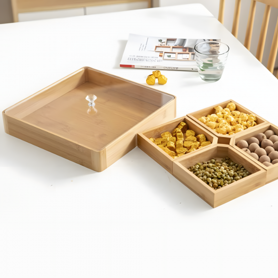 Wooden Serving Platter - 4 Compartments